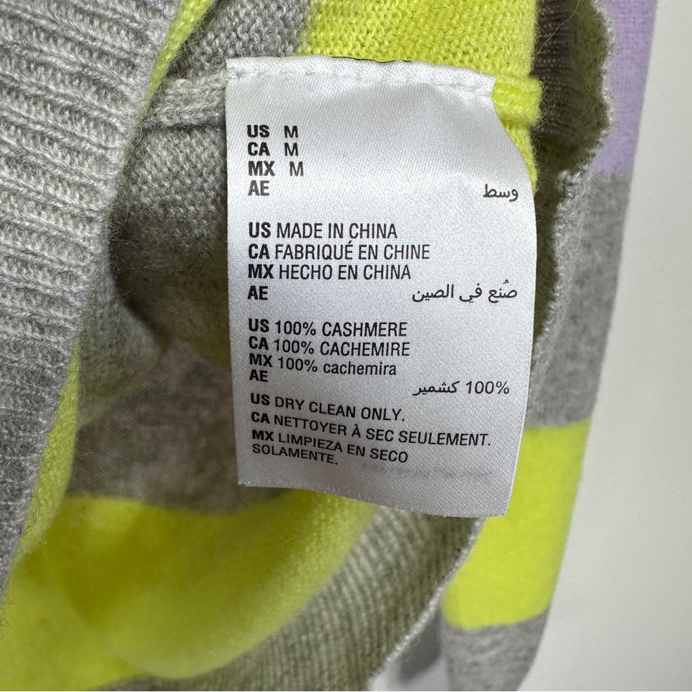 HUDSON'S BAY Multicolor Striped Cashmere Crewneck Sweater Rainbow Stripe Size M - Picture 5 of 8